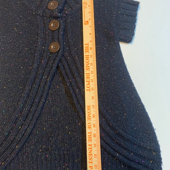 Decree short sleeve cardigan navy blue with rainbow threads womens size medium - Picture 9 of 9